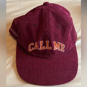 Burgundy Corduroy Cap with Embroidery